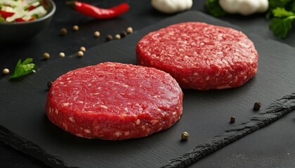 Delicious Homemade Hamburger: Fresh Beef Patties, Fluffy Sesame Buns, And Assorted Toppings Served On A Stylish Slate Plate.