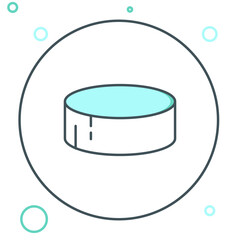 Line Hockey puck icon isolated on white background. Sport equipment. Colorful outline concept. Vector