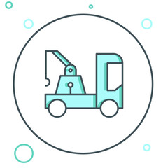 Line Tow truck icon isolated on white background. Colorful outline concept. Vector
