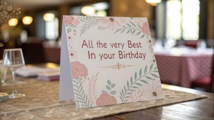 All the very best in your birthday celebration cozy restaurant greeting card design warm atmosphere personal touch