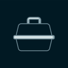 Line Pet carry case icon isolated on black background. Carrier for animals, dog and cat. Container for animals. Animal transport box. Flat filled outline style with shadow. Vector