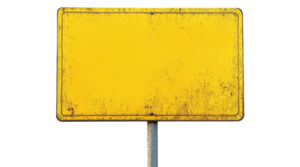 Empty yellow sign, isolated on transparent background