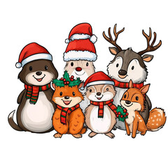 Festive animals in cute hats
