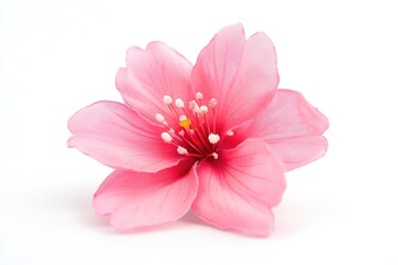 Fototapeta premium A close-up view of a bright pink flower sitting on a clean white surface