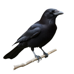 Obraz premium Black bird perched on a branch in natural pose