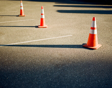 Construction Cones on Pavement