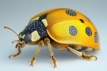 Close up shot of a yellow and black striped insect, perfect for macro photography or entomology illustrations