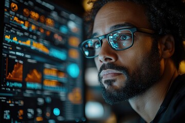 A person sitting in front of a computer, focused on the screen