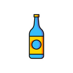 Color Beer bottle icon isolated on white background. Flat filled outline style with shadow. Vector