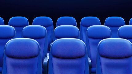 Vibrant Blue Theater Seats Arranged in a Neat Row for Viewing