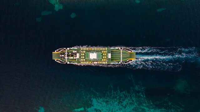 Top-Down Aerial View of a Ferry