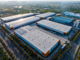 Aerial view of factory 