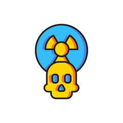 Color Radioactive icon isolated on white background. Radioactive toxic symbol. Radiation hazard sign. Flat filled outline style with shadow. Vector