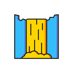 Color Waterfall icon isolated on white background. Flat filled outline style with shadow. Vector