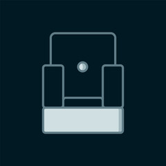 Line Cinema chair icon isolated on black background. Flat filled outline style with shadow. Vector