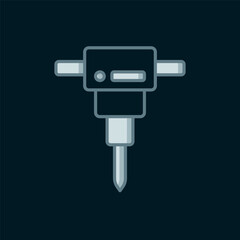 Line Construction jackhammer icon isolated on black background. Flat filled outline style with shadow. Vector