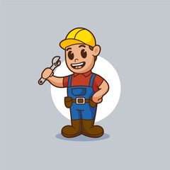 Handyman cartoon cute mascot character