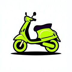 Obraz premium Lime Green Scooter Illustration: This whimsical and vibrant vector illustration features a lime green scooter with a black seat and a subtle shadow.