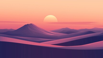Fototapeta premium 砂漠と太陽だけが描かれたシンプルな壁紙