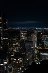 the iconic skyscrapers of new York seen at night from Rockefeller Centre