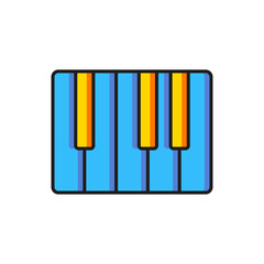 Color Music synthesizer icon isolated on white background. Electronic piano. Flat filled outline style with shadow. Vector
