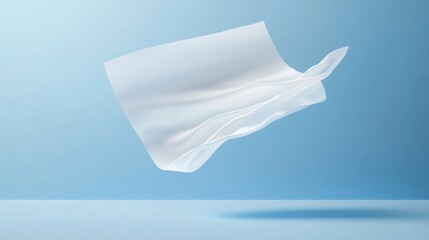 3d fly paper sheet. White page fall swirl on wind. Realistic blank document letter design with blur and chaotic wave creative mockup. Email or ideas on air falling overlay concept. Curl note flight