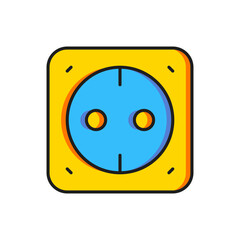 Color Electrical outlet icon isolated on white background. Power socket. Rosette symbol. Flat filled outline style with shadow. Vector