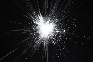 A dramatic representation of a starburst in monochromatic tones, perfect for use as a design element or to add visual interest to any composition