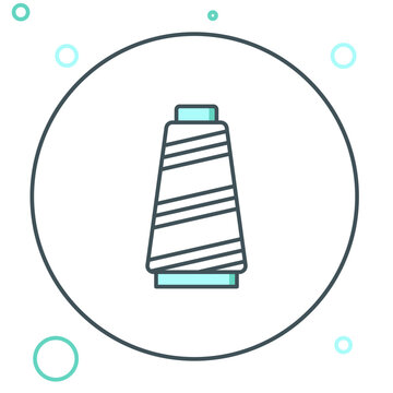 recommend clip art: Line Sewing thread on spool icon isolated on white background. Yarn spool. Thread bobbin. Colorful outline concept. Vector