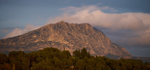 sunset in the mountains, saint victoire