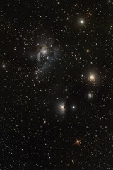 A cluster of stars shines brightly in the night sky