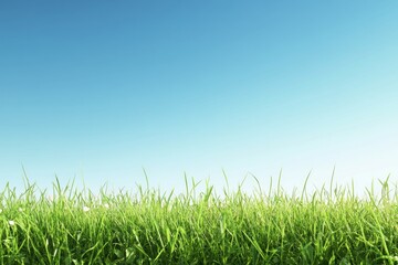 Green meadow under clear blue sky
