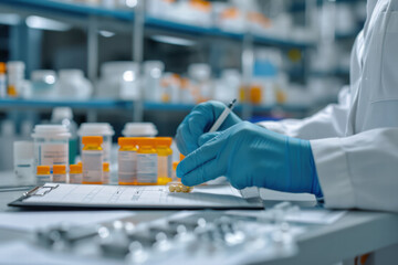 Doctor preparing medication in a clinical setting