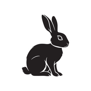 rabbit dog silhouette vector line art logo design