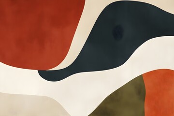 Obraz premium A dynamic background - smooth, blob shapes in warm earthy tones terracotta, olive green, cream. Modern organic design 