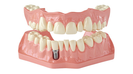 Obraz premium Realistic dental implant model showcasing molar tooth, isolated on transparent background