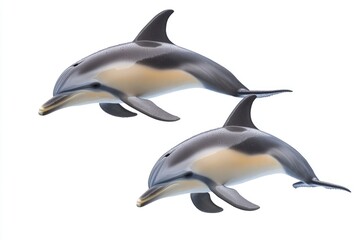 Obraz premium Two dolphins swimming together in the ocean