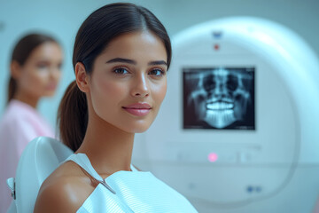 Confident dental patient in modern clinic