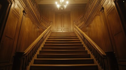 Obraz premium Grand Wooden Staircase in Ornate Interior