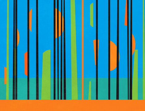 Fototapeta Abstract Retro Dissected Shapes and Lines  Concept Illustration