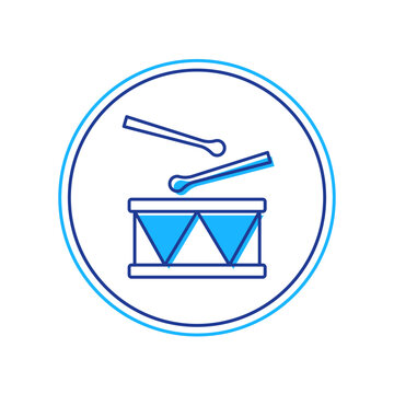 recommend clip art: Filled outline Drum with drum sticks icon isolated on white background. Music sign. Musical instrument symbol. Vector