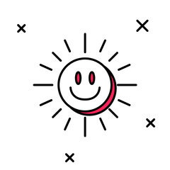 Filled outline Sun icon isolated on white background. Vector