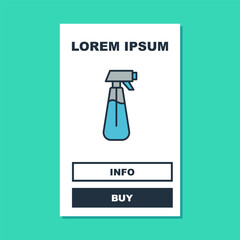 Filled outline Garden sprayer for water, fertilizer, chemicals icon isolated on turquoise background. Vector