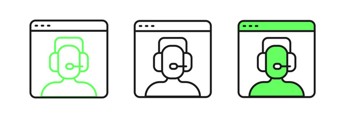 Set line Telephone 24 hours support icon isolated on white background. All-day customer support call-center. Full time call services. Vector