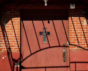 Facade of building in Philadelphia with cross shaped window