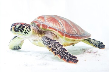 Obraz premium A turtle walks through the snowy terrain
