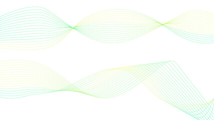 Vector curvy abstract line art wavy flowing dynamic tropical green white background in concept music or sound, wave, wind, information flow