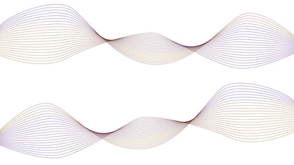 Vector curvy abstract line art wavy flowing dynamic tropical purple white background in concept music or sound, wave, wind, information flow