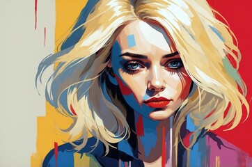 Abstract dramatic portrait painting of a sad, loneliness, depression woman face, emotion and mental health theme concept texture design illustration.
