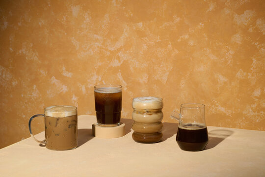 Aesthetic Coffee Arrangement on Warm Textured Background